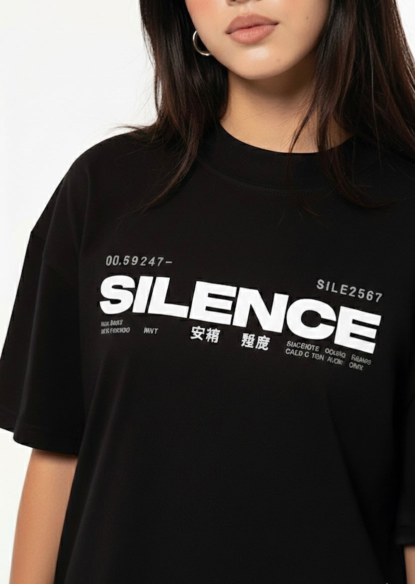 SILENCE Graphic Oversized T-Shirt – Dark Aesthetic Edition