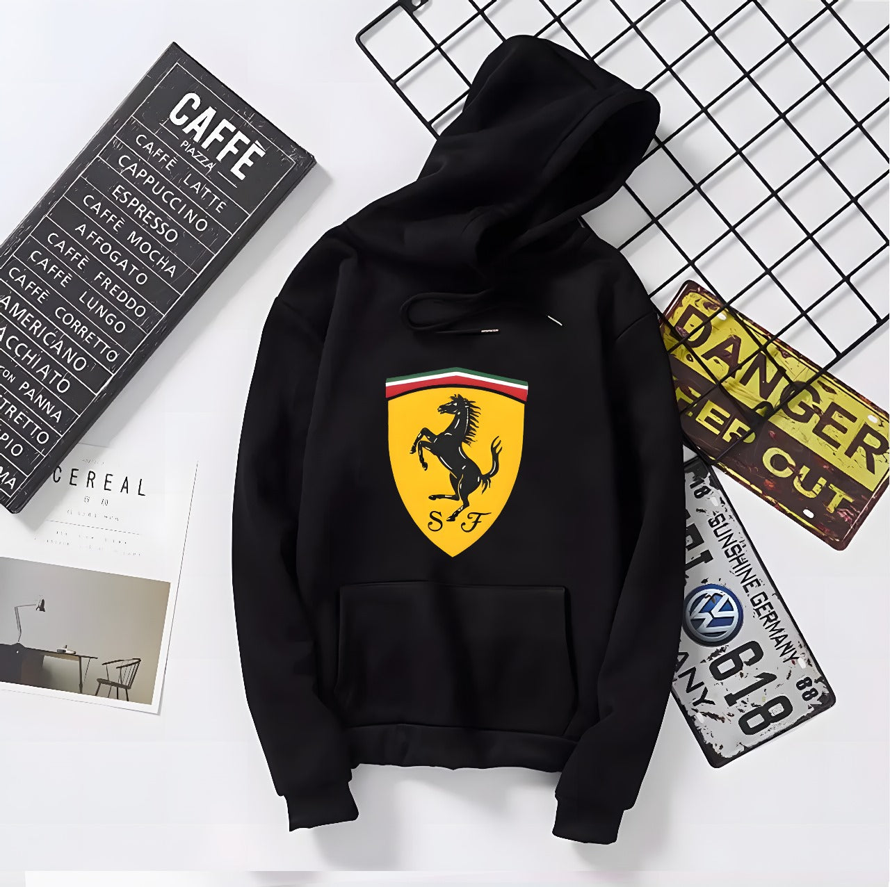 Racing Inspired Ferrari-Style Print Hoodiez