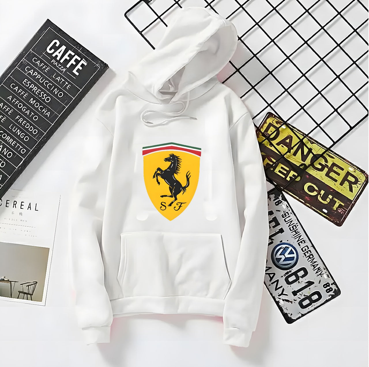 Racing Inspired Ferrari-Style Print Hoodiez