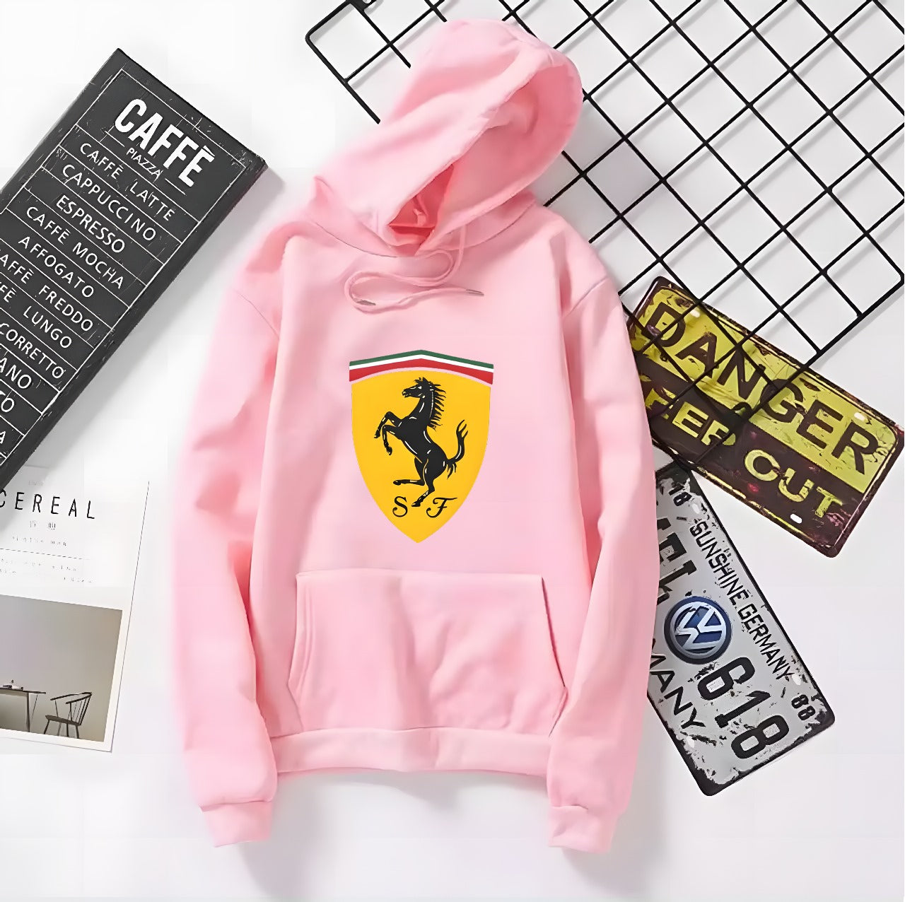 Racing Inspired Ferrari-Style Print Hoodiez