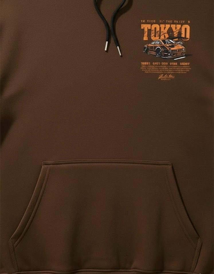 Brown Hoodie Tokyo Drift Car Print – Premium Streetwear