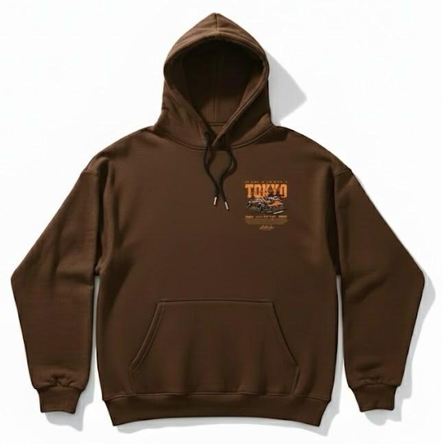Brown Hoodie Tokyo Drift Car Print – Premium Streetwear