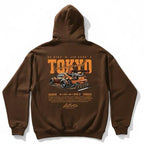 Brown Hoodie Tokyo Drift Car Print – Premium Streetwear