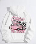 California Classic Retro Car Print White hoodie For Women