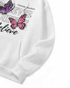 Believe Butterfly Positive Vibes White Hoodie For Women