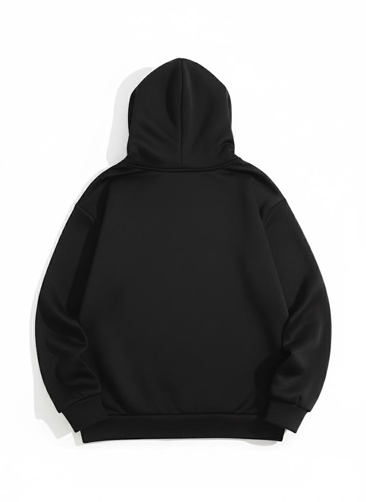 Aesthetic Cherry Tree Print Black Hoodie For Women