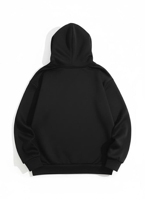 Aesthetic Cherry Tree Print Black Hoodie For Women