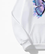 Aesthetic Butterfly Print White Hoodie - Premium Fit For Women