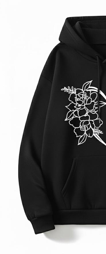 Heart & Floral Butterfly Outline Graphic Hoodie - For Women