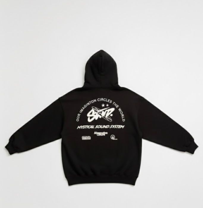 Orbit Script Print Black Hoodie – Premium Streetwear
