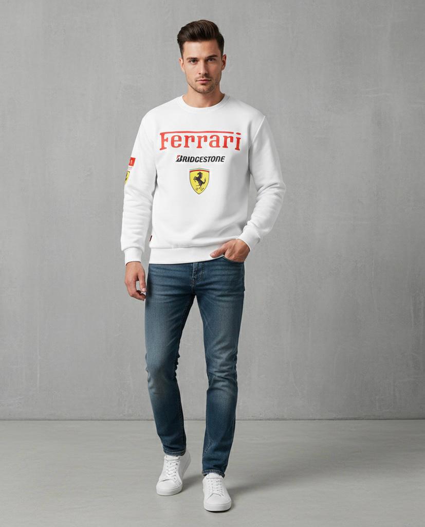 Ferrari Racing White Sweatshirt – Premium Fit