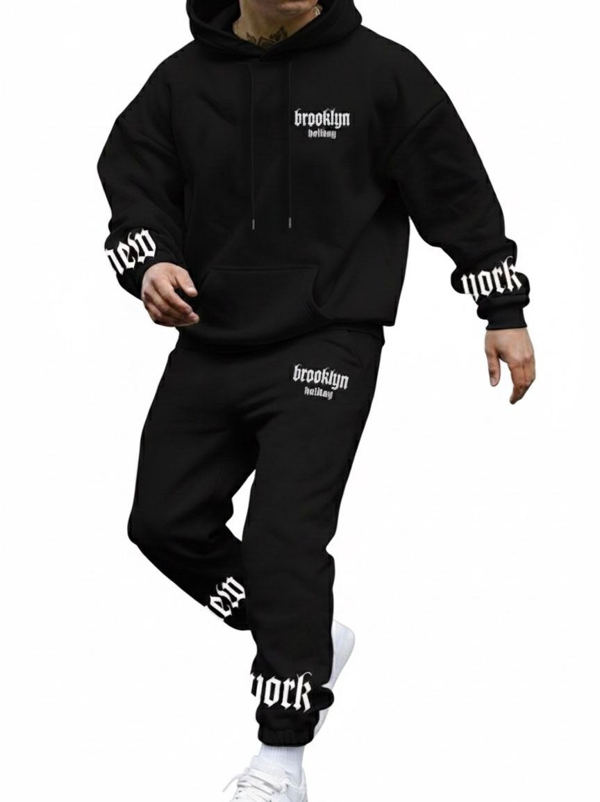 Men's Brooklyn New York Black Tracksuit - Premium Fit