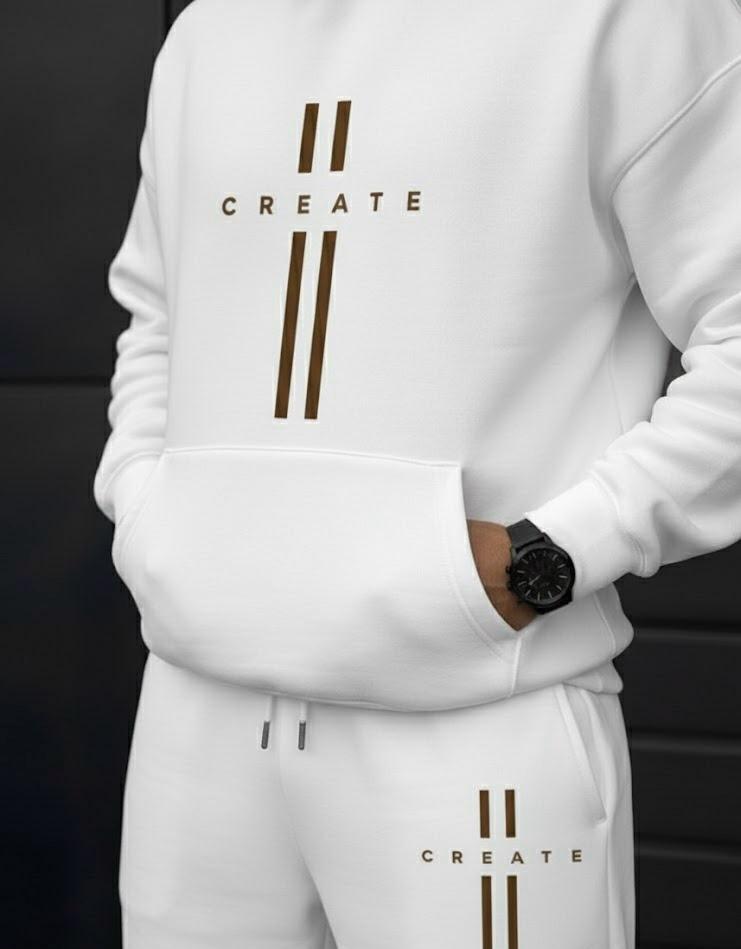 Create Signature White Tracksuit – Luxury Streetwear