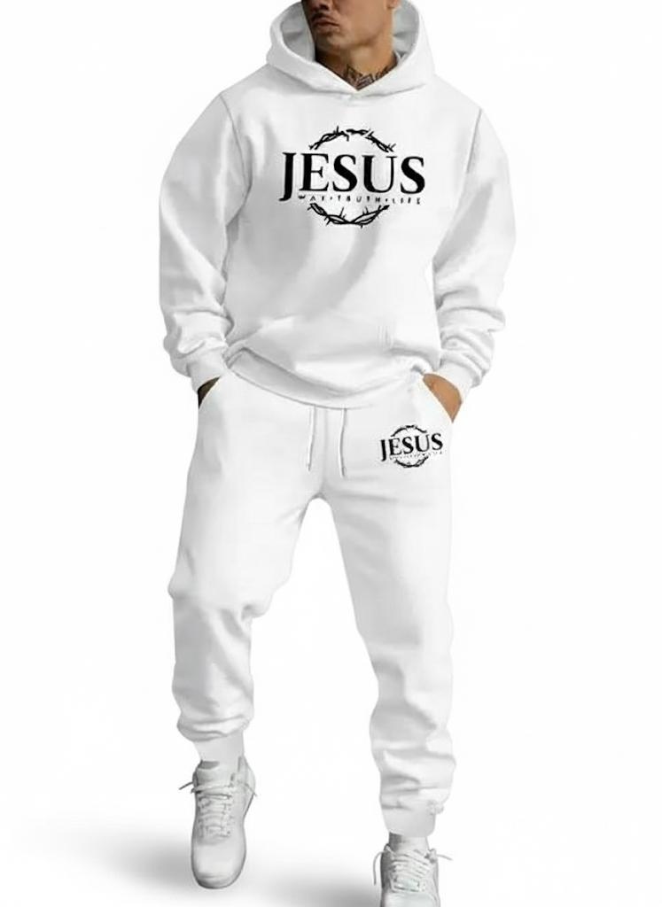 Pure Faith White Jesus Crown Tracksuit - Premium