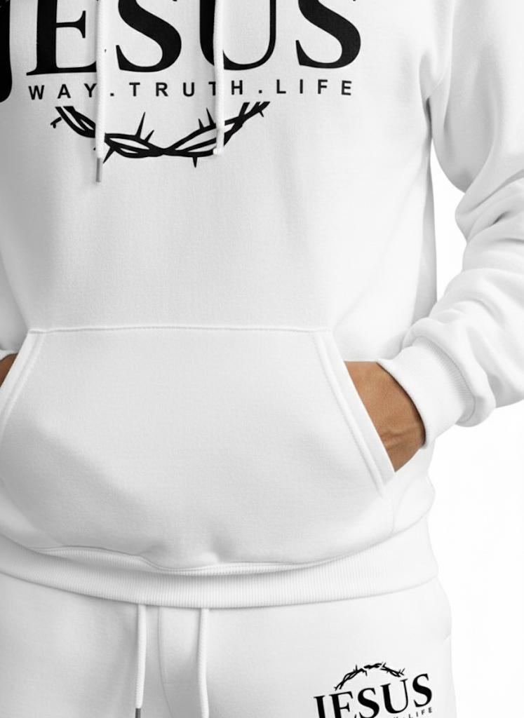 Pure Faith White Jesus Crown Tracksuit - Premium