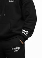 Men's Brooklyn New York Black Tracksuit - Premium Fit