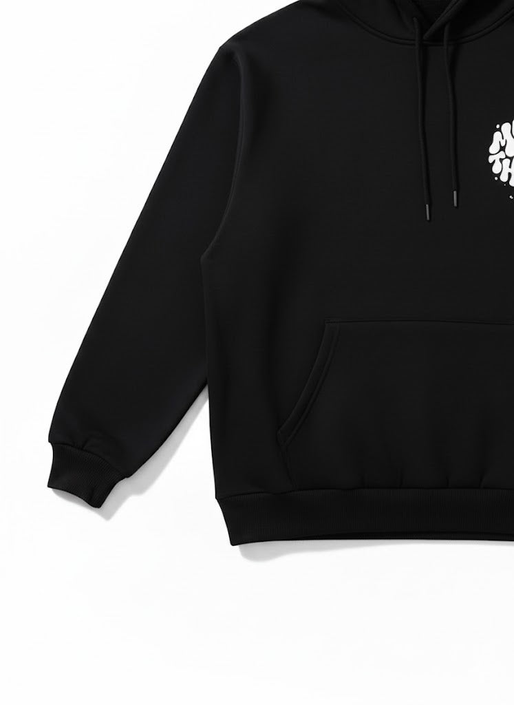 Black Hoodie Moon Thief Print - premium fit