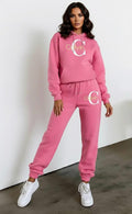 Classic Pink Monogram Tracksuit Women – Trendy Streetwear Fit