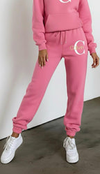 Classic Pink Monogram Tracksuit Women – Trendy Streetwear Fit