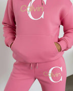 Classic Pink Monogram Tracksuit Women – Trendy Streetwear Fit